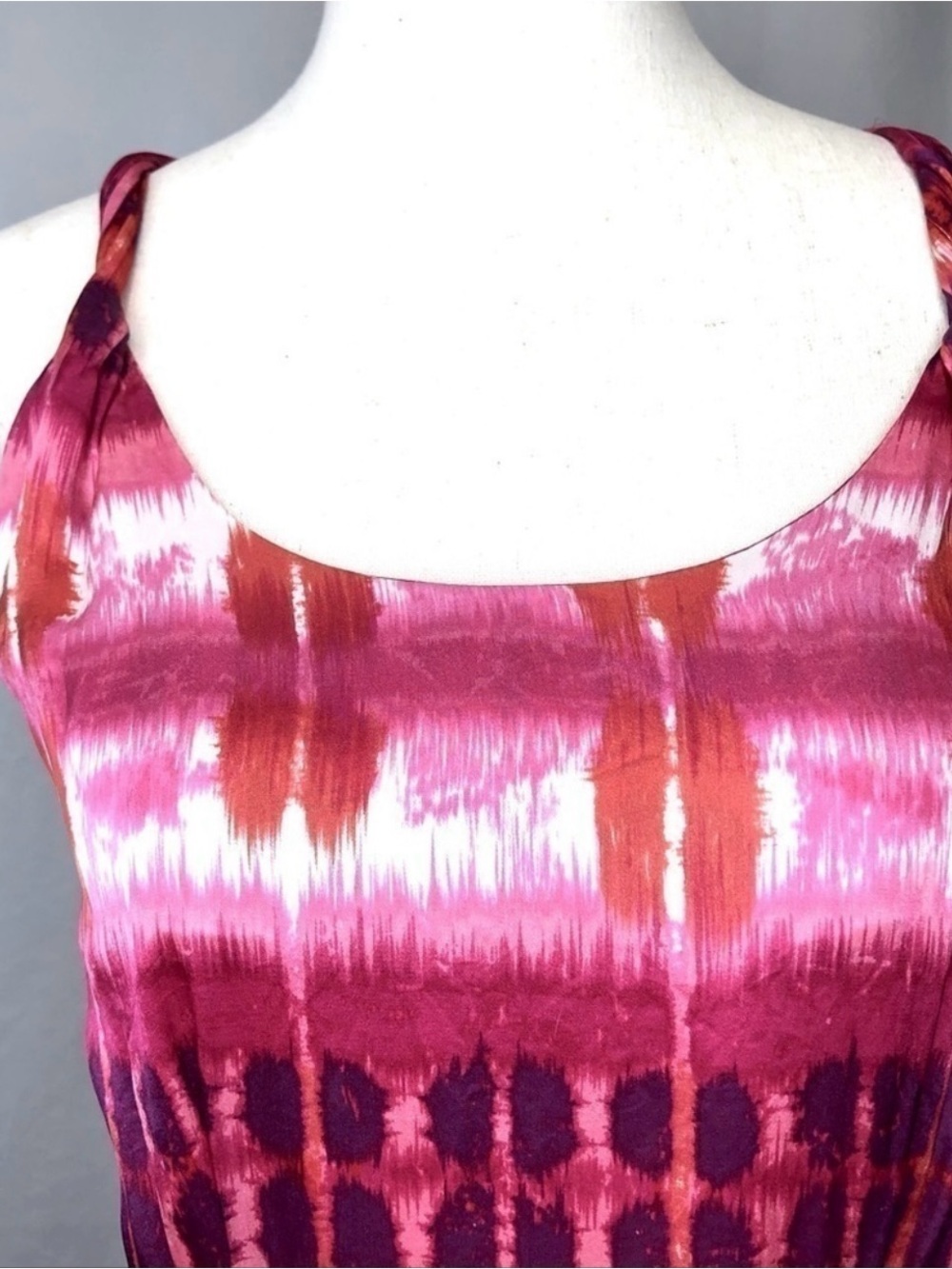 100% Silk Twist Strap Ikat Dress w/Pockets Sz 0 - Picture 4 of 7